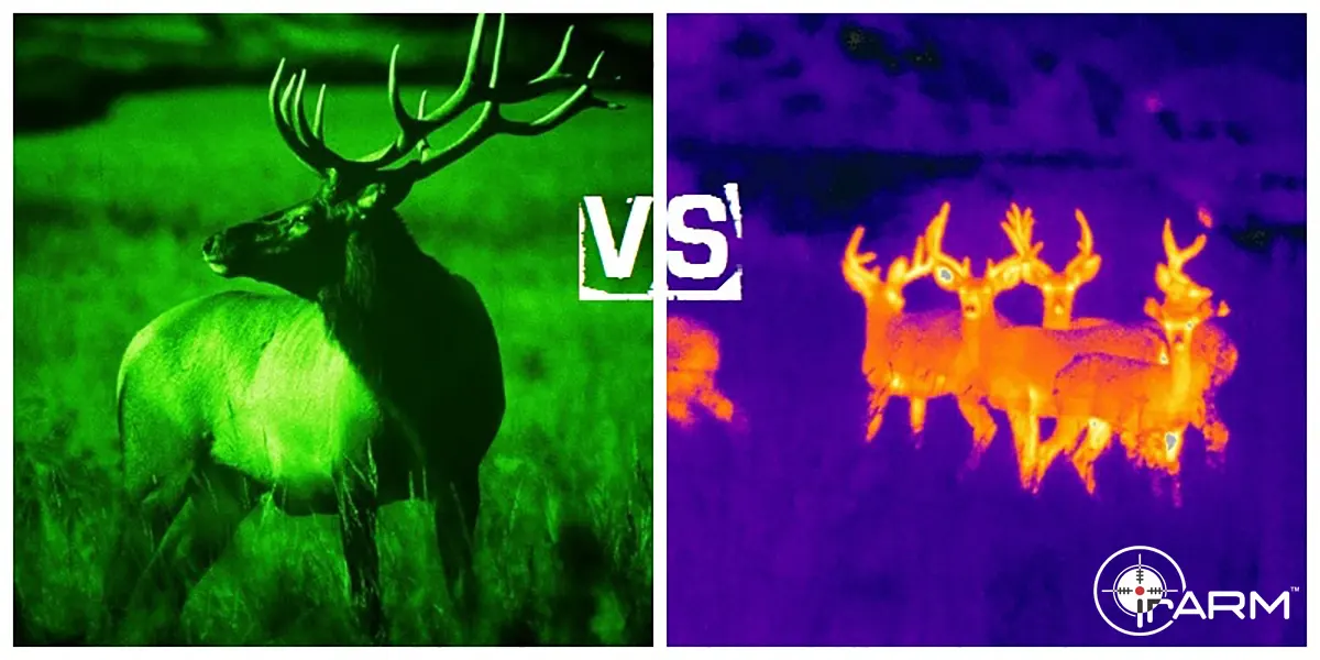 Picture from thermal vision on right and picture of night vision on left