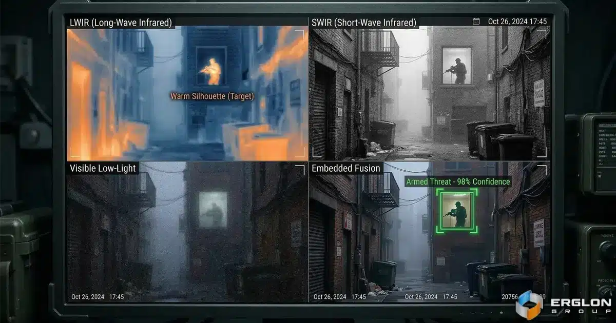 Thermal Sensor Miniaturization and Resolution Scaling Comparison showing a bulky legacy thermal camera next to a modern miniature high-resolution thermal core.